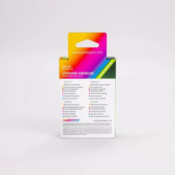 Board Game Sleeves Standard American Clear