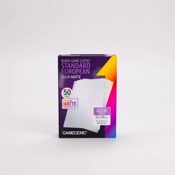 Board Game Sleeves Standard European Clear Matte (62mm x 94mm)