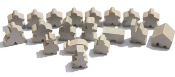 Carcassonne: Meeple - komplettes Spielfiguren-Set (19 Figuren) HOLZ Grau