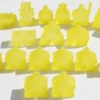 Carcassonne: Meeple - komplettes Spielfiguren-Set (19 Figuren) FROZEN Gelb