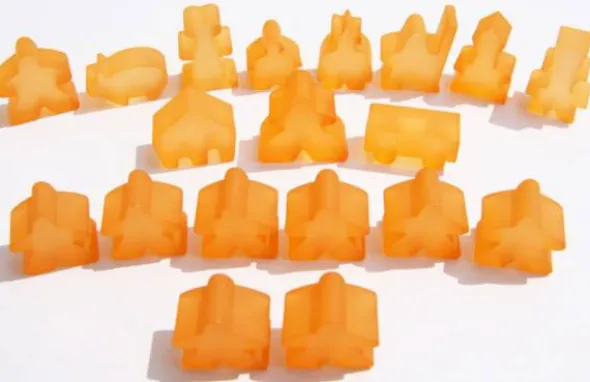 Carcassonne: Meeple - komplettes Spielfiguren-Set (19 Figuren) FROZEN Orange