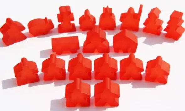 Carcassonne: Meeple - komplettes Spielfiguren-Set (19 Figuren) FROZEN Rot