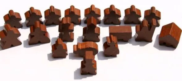 Carcassonne: Meeple - komplettes Spielfiguren-Set (19 Figuren) HOLZ Braun