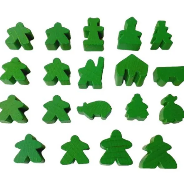 Carcassonne: Meeple - komplettes Spielfiguren-Set (19 Figuren) HOLZ Hellgrün