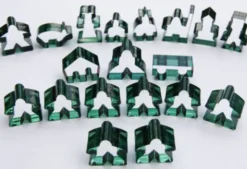 Carcassonne: Meeple - komplettes Spielfiguren-Set (19 Figuren) TRANSPARENT Dunkelgrün