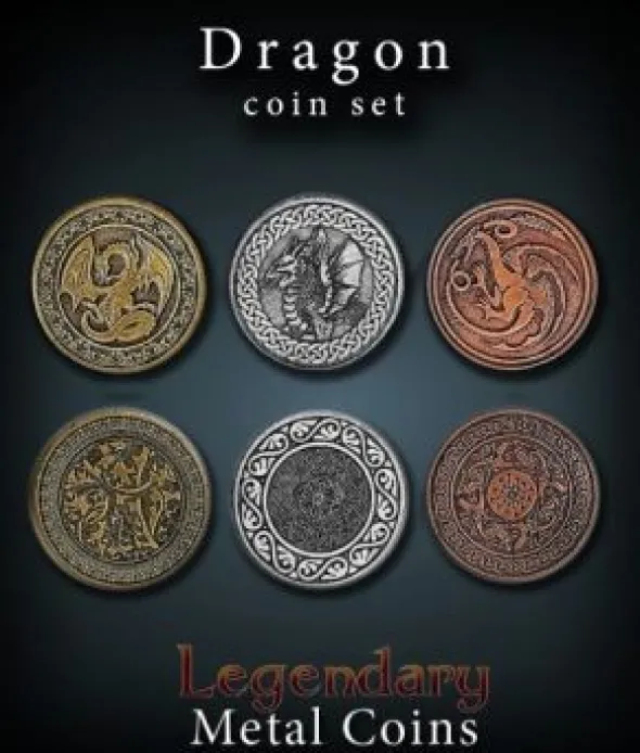 Legendary Metall Münzen Set Drachen
