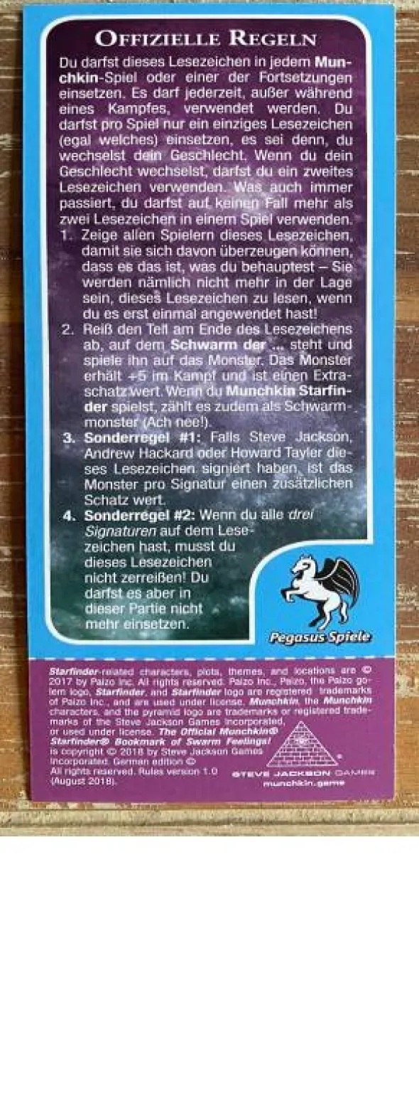 Munchkin Starfinder: Lesezeichen der schwärmerischen Gefühle (Promo)