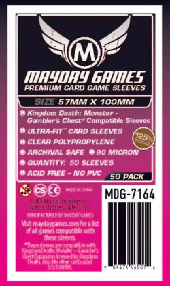 Premium Kingdom Death Gambler's Chest Compatible Sleeves (50pcs) 57mm x 100mm - 7164