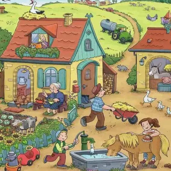 Puzzle: Viel los auf dem Bauernhof (3x49 Teile)