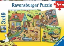 Puzzle: Viel los auf dem Bauernhof (3x49 Teile)
