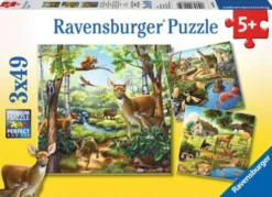 Puzzle: Wald-/Zoo-/Haustiere (3x49 Teile)
