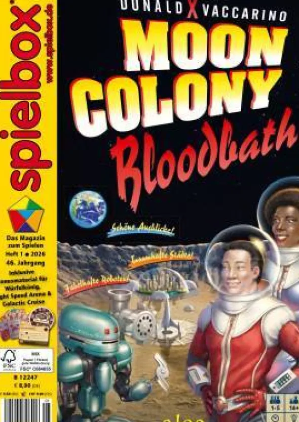 spielbox 2026 Heft 1 (inkl. Promos für Galactic Cruise, Würfelkönig und Light Speed Arena)